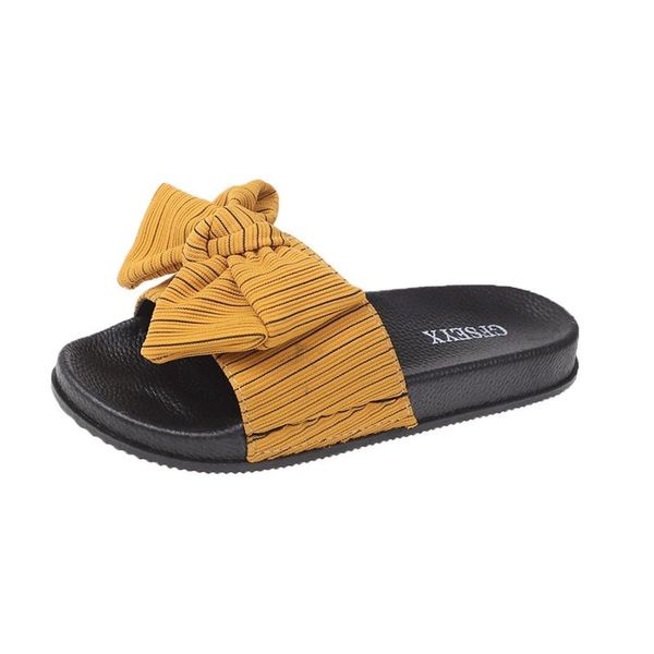 

slippers jaycosin women's shoes beach breathable bowknot sandals home slipper flip-flops summer stripe flat 2021 zapatilla, Black
