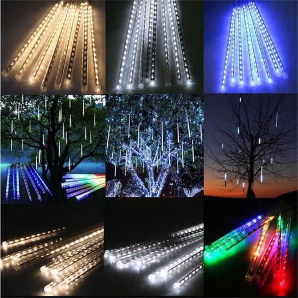 

strings solar led meteor shower rain lights holiday string waterproof garden light 8 tubes 144 leds christmas wedding decoration