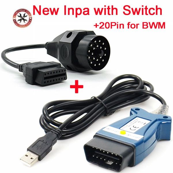 

diagnostic tools inpa ediabas k dcan k+can for ista k+dcan ftdi chip full pcb obd2 16pin tool yellow/black switch