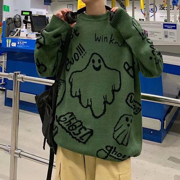 

men's sweaters men hip hop sweater cartoon casual loose knitted pullover autumn winter clothes couple design, White;black