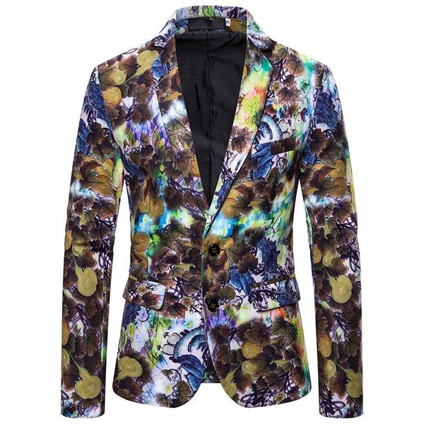 

men's suits & blazers gzdeerax men blazer luxury oil paints digital printing single breasted male fashion slim fit prom nightclub, White;black