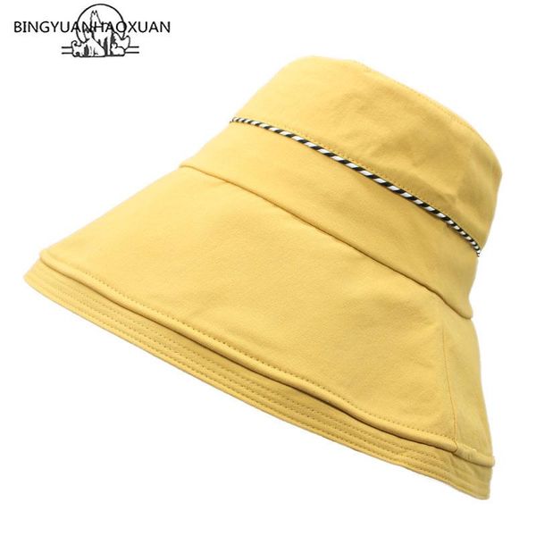 

Fashion Solid Cotton Wide Brim Women Sun Hat Breathable Summer Packable Flat Top Bucket Lady Anti UV Fishing Hats, Blue;gray