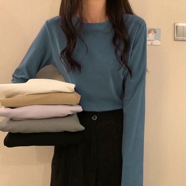 

women's t-shirt double-sided bottoming shirt inner wear autumn and winter 2021 long-sleeved thickened korean style, White