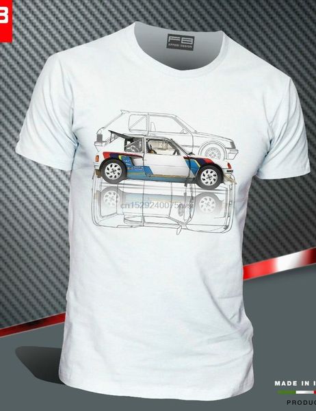

men's t-shirts cool mon t-shirt 205 t16 turbo 1984 rolly o neck tee, White;black