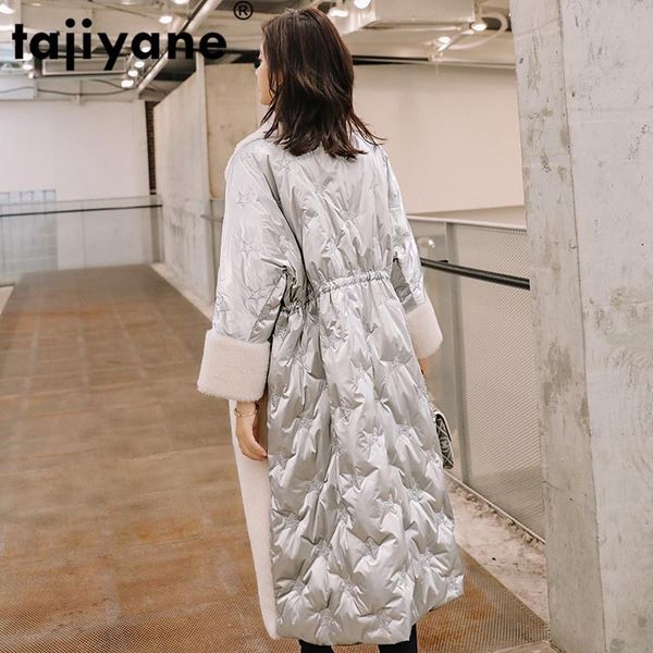 

women's fur & faux real coat female wool jacket white duck down sheep shearling winter women clothes 2021 korean vintage zt5054, Black