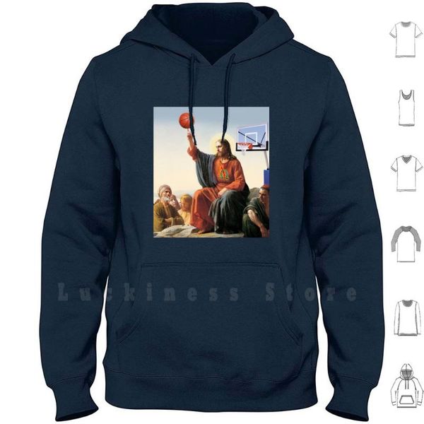

basketball jesus hoodies christ sports saviour fun parody spoof men's & sweatshirts, Black