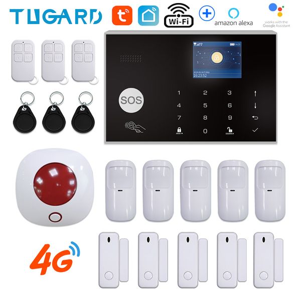 

tuya wifi wireless home security 3g 4g alarm system with 433mhz siren detector motion sensor alexa app remote control