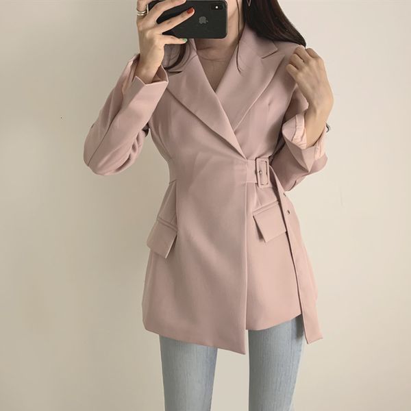 

jacket korean wrap vintage long sleeve turn down collar streetwear tunic slim elegant vestidos mujer casual office coat 27yb lej8, Black;brown