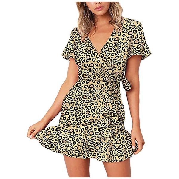 

casual dresses boho dot printed women dress v-neck short sleeve bandage butterfly beach high waist vestido de mujer, Black;gray