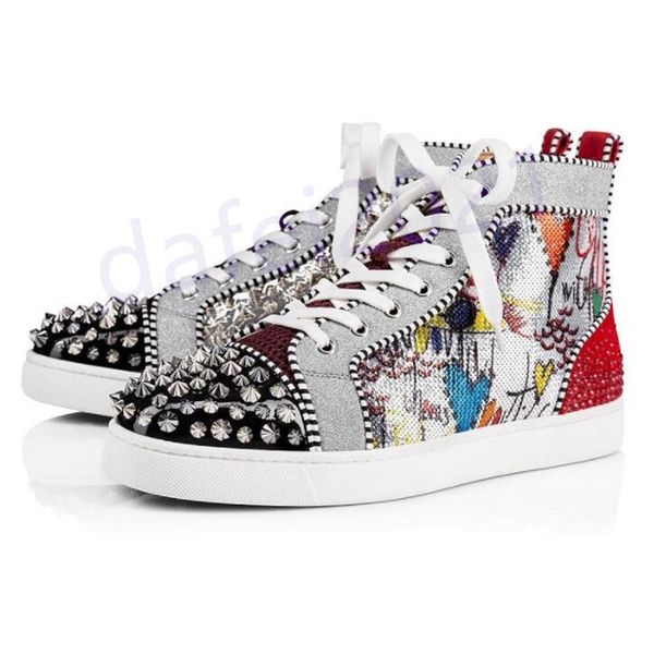 

mens casual shoes women outdoor red bottoms shoe studded spikes loafers sneakers suede leather flats ttrainers jogging des chaussures a6, Black
