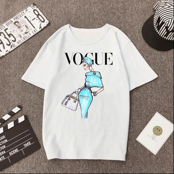 

women t shirt fashion female cartoon print shirts for summer casual loose korean clothes harajuku, White