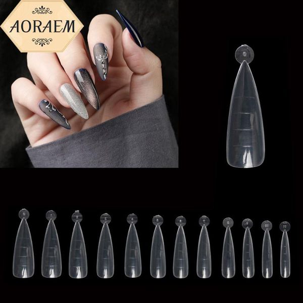

false nails aoraem transparent nail mold 100pcs quick building dual forms full cover tips clear extension tip system molds, Red;gold