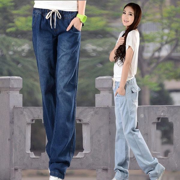 

winter ms. loose big yards was thin slim straight casual denim wide leg pants women's jeans, Blue