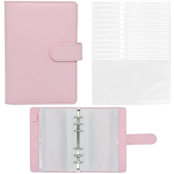 

notepads a6 binder pockets,can be filled with 6 round sets, suitable for personal planning notepads, budget binders, Purple;pink