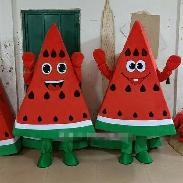 Costume da mascotte di anguria adorabile di Halloween Frutta dei cartoni animati Personaggio a tema anime Costumi di fantasia per feste di carnevale di Natale Taglia per adulti Completi per esterni