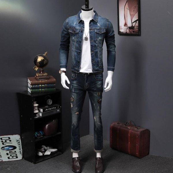 

men's jackets personality casual thin slim fit mens denim spring autumn long sleeve single breasted streetwear outwear coats plus size, Black;brown