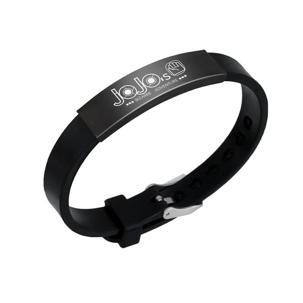 

charm bracelets cosplay anime jewelry jojos bizarre adventure bracelet sport black leather bangle accessories, Golden;silver