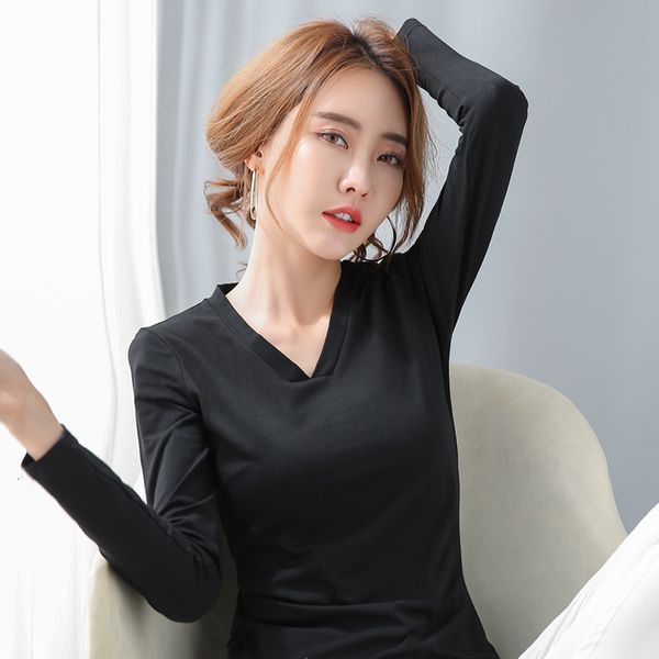 

women's sweaters female t-shirt, gkfnmt, shirt with a neck v cotton, long sleeve, autumn, , korean clothes, big size 8d8v, White;black