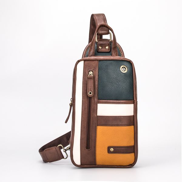 

men's chest bags pu leather vintage casual male crossbody diagonal package cross bag fashion