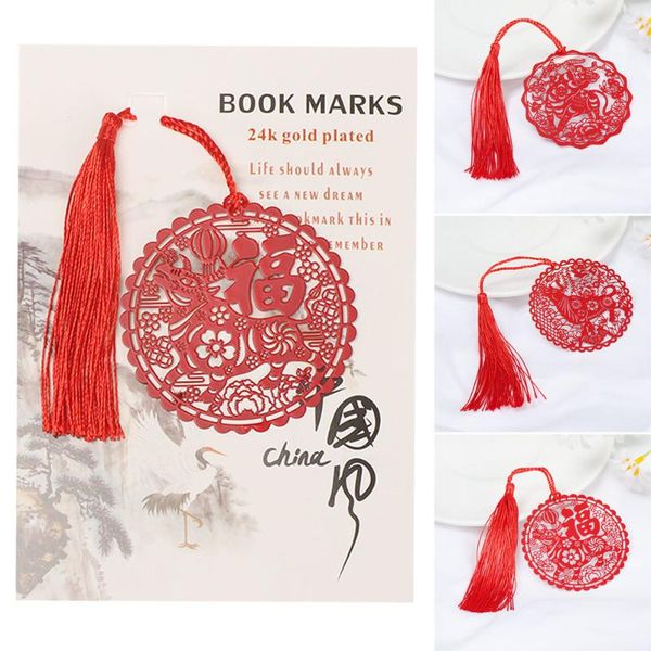 

bookmark 1pc chinese zodiac ox cattle style vintage brass book mark with tassel student gifts creative office school supplies