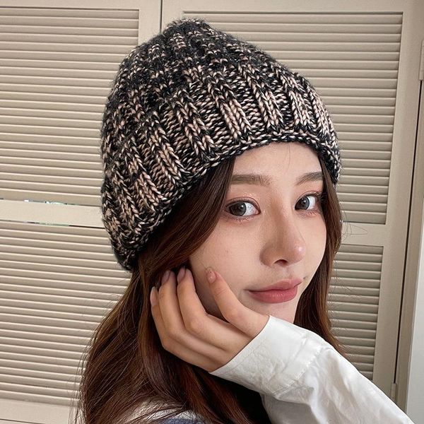

beanies 2021 women winter hat coarse large knitted beanie hats casual soft warm skullies ski cap