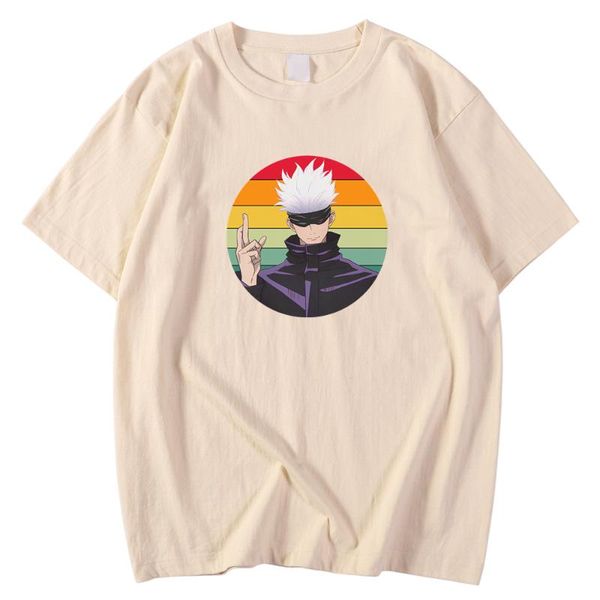 

men's t-shirts sleeved male t shirt short oversized loose t-shirt jujutsu kaisen_ satoru gojo printing clothing summer spring tee shirt, White;black