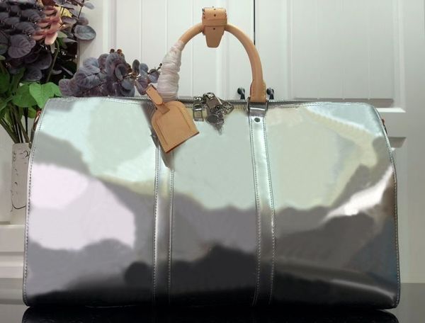 Vendita diretta borsoni di alta qualità fashion slide mirror argento vera pelle Sport Outdoor pack borsa a tracolla rimovibile borsa di grande capacità 50 * 29x23cm