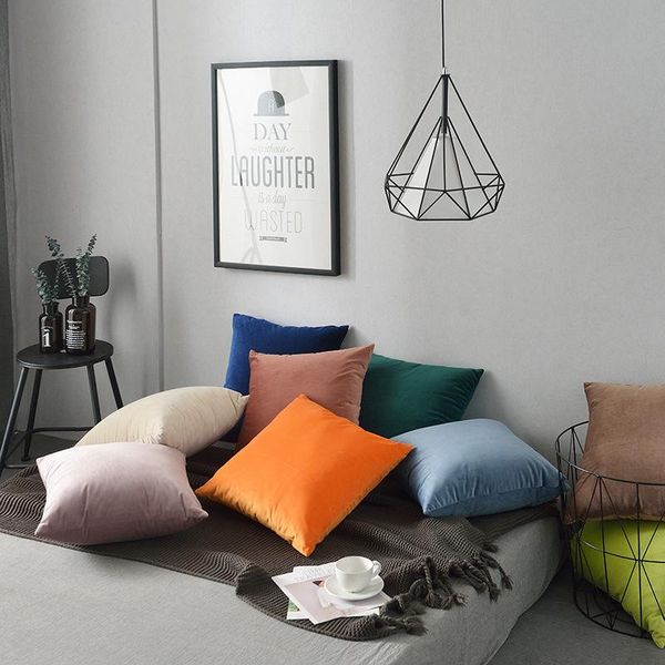 

cushion/decorative pillow 45x45cm light luxury velvet simple sofa cushion nordic bedside solid color square pillowcase