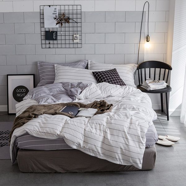 

bedding sets european and american style sets strip soft home textile bedroom bed duvet cover 200x200 pillowcases for boy girls x9pr