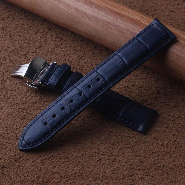 

watch bands blue men womens wristwatches watchband strap bracelets silver push buckle genuine leather 14mm 15mm 16mm 18mm 19 20 22mm, Black;brown