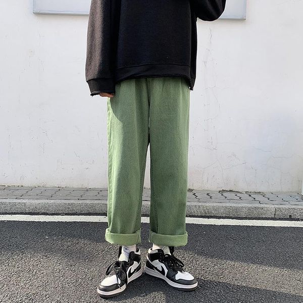

men's jeans spring and autumn ins korean fashion brand youth loose casual straight wide leg pants, Blue