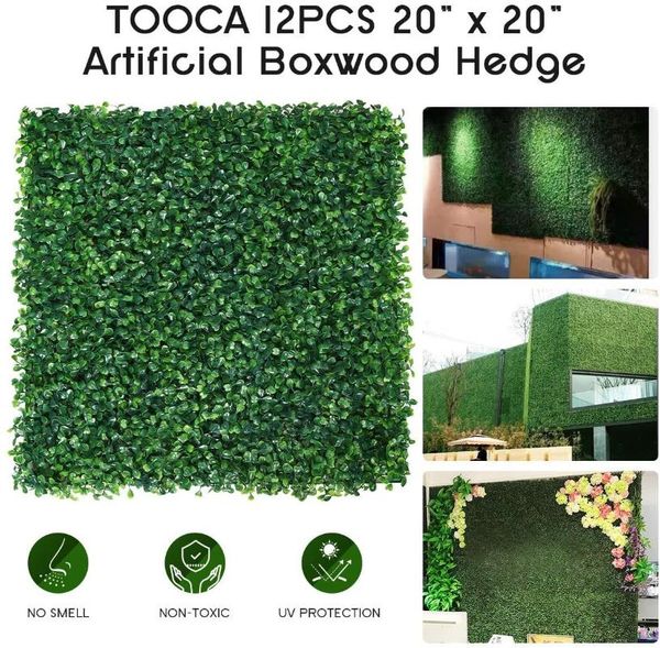 

50x50cm artificial boxwood hedge wall panels ary grass privacy screen uv protected backdrop for golf decorative flowers & wreaths