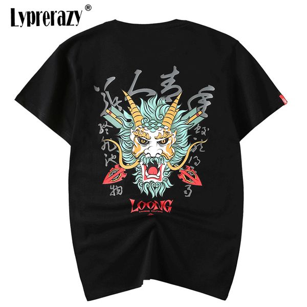 

men embroidery printed casual t-shirt street personality hip hop chinese characters hip hop tee harajuku, White;black