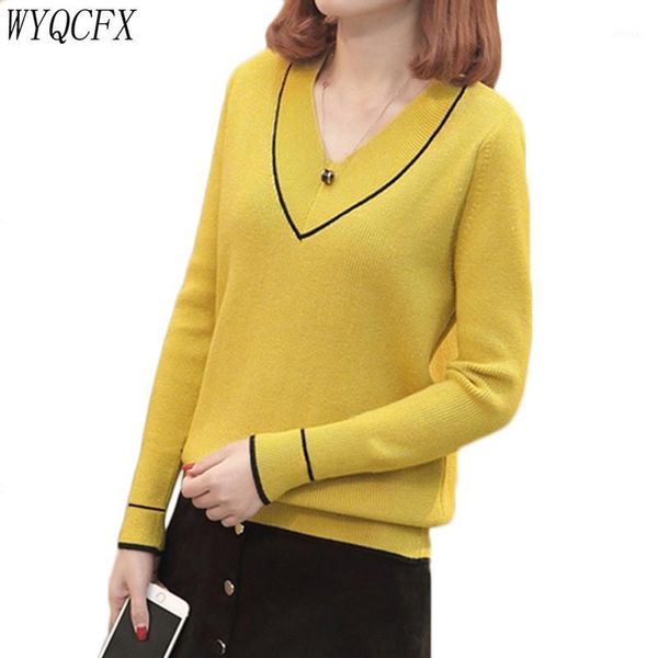 

women's sweaters women and pullovers 2021 fashion autumn winter casual v-neck knitted high elasticity sweater jumpers mujer plus size, White;black