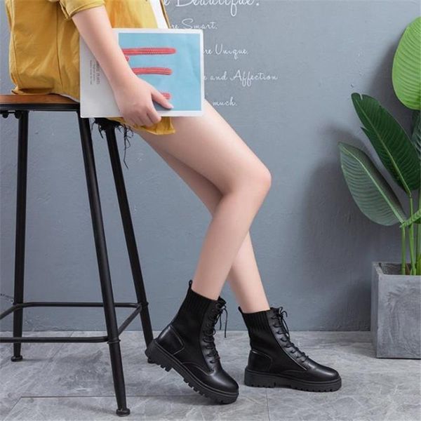 

boots women's spring flying woven single in autumn 2021, Black