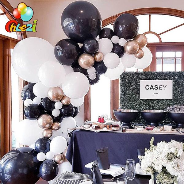 

party decoration balloon garland arch kit black gold white latex balloons 4d round foil ballon birthday wedding decorations shower supplies