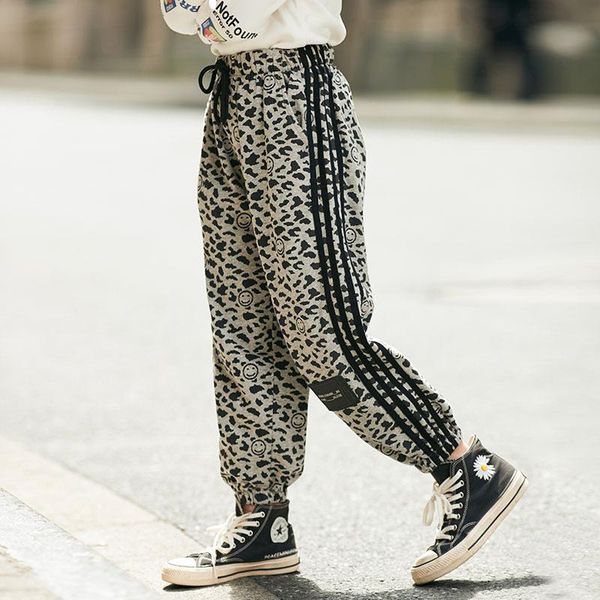 

trousers girls fall clothes pants 2021 8 10 years leopard print loose fashion teen bottoms, Blue