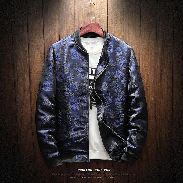 

men's jackets 2021 exploding spring jacquard footprint men jacket m-5xl qian tang 3009-jk816-p115 138, Black;brown