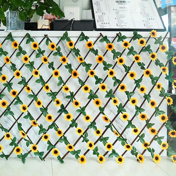 

fencing, trellis & gates simulation fence flower balcony outdoor retractable wood sunflower decorative courtyard guardrail dc112