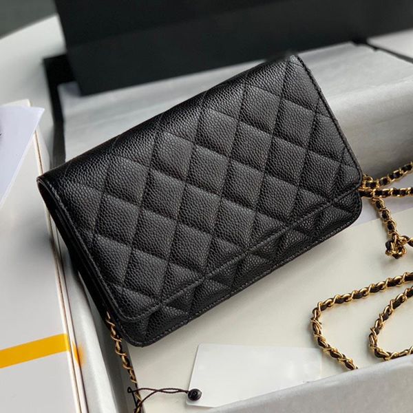 

evening bags luxury handbags caviar wallet on chain magnet clasp women designer purse square crossbody bag flap shoulder woc