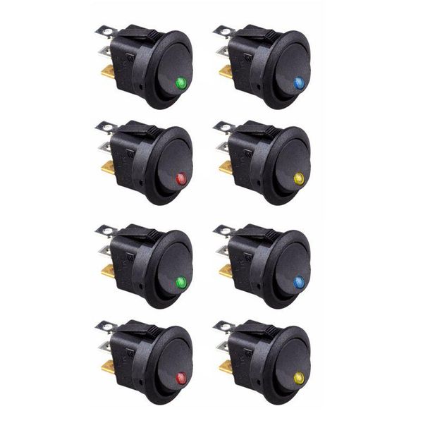 

smart home control 8pcs led dot light 12v car auto boat round rocker on/off toggle spst switch