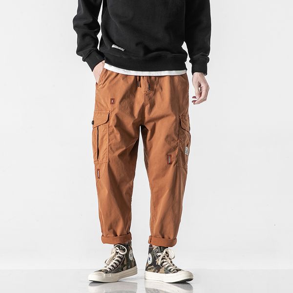 

men's pants tactical zip cotton trousers loose army green cargo casual 2021 new solid male camo jogger clothing 42jb, Black