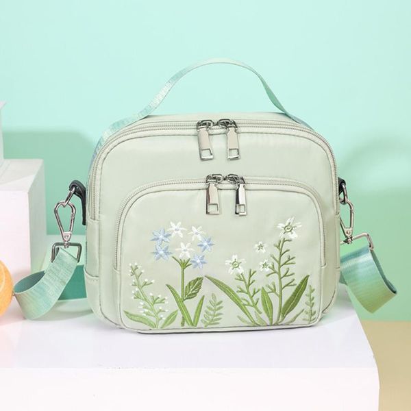 

evening bags embroidery flowers shoulder bag women waterproof nylon crossbody small purse ladies handbag messenger