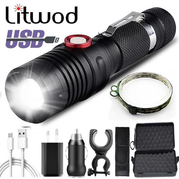 

single switch mode on/off xm-l2 u3 led usb rechargeable 18650 battery zoom waterproof torch lantern 10w flashlights torches