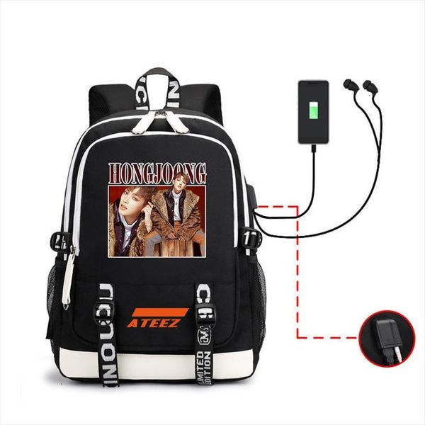 

kpop ateez backpack periphery a bag men and women both shoulders package usb headset line computer