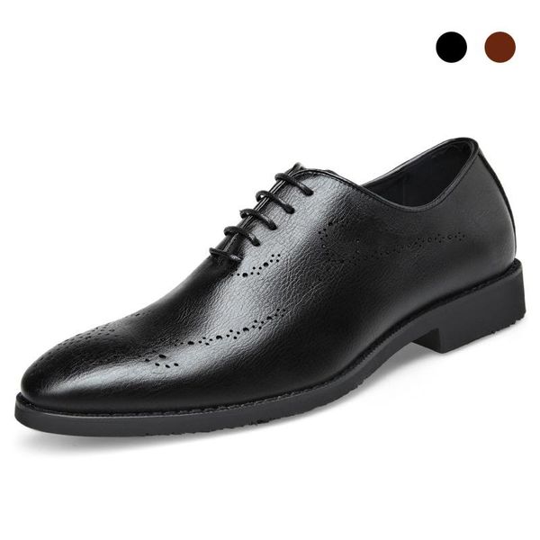 

dress shoes oxford brogue for men wedding business man shoe style genuine leather original designer, Black