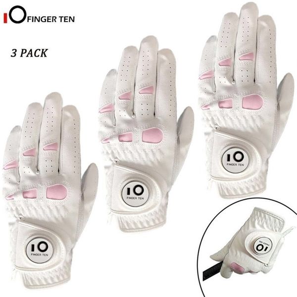

cabretta leather soft golf gloves for women with ball marker left right hand weathersof grip size  m l xl drop 211124, Blue;gray