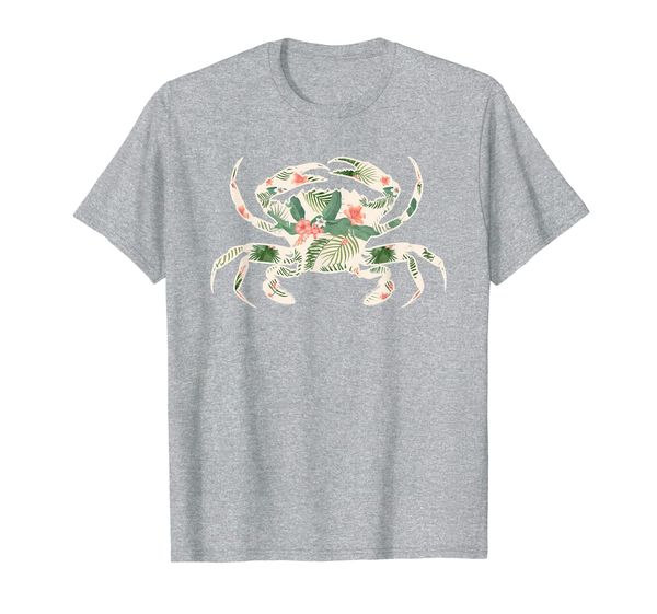 

crab flower girl print floral decapod hawaiian women gift t-shirt, White;black
