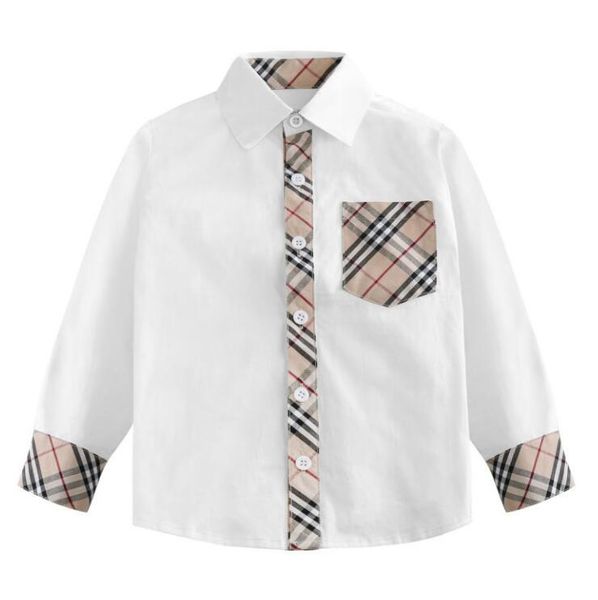 

boys' long sleeve shirt spring splicing cotton plaid top, White;black