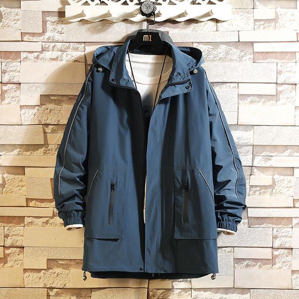 

men's jackets men hooded jacket nice spring loose high-quality brand man workwear windbreak coat s-4xl, Black;brown